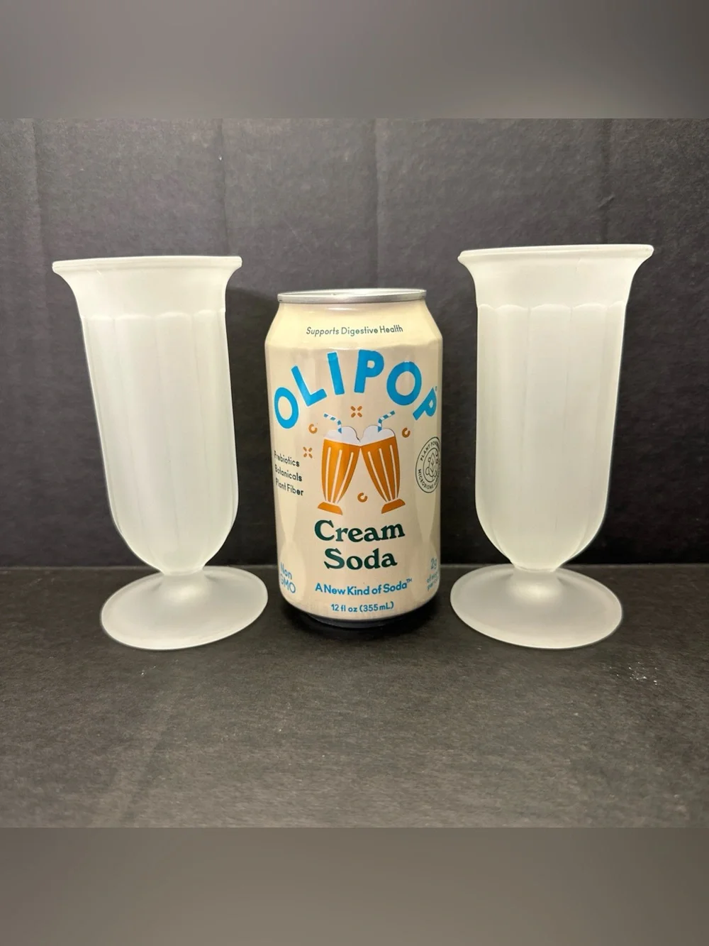 Indiana Glass Frosted White Satin Optic Rib Footed Juice Parfait Glasses Set 2
